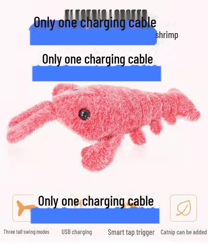 Elektrisches Katzenspielzeug „Springender Hummer“ – per USB wiederaufladbares Plüschspielzeug one charging cable, only charging cable