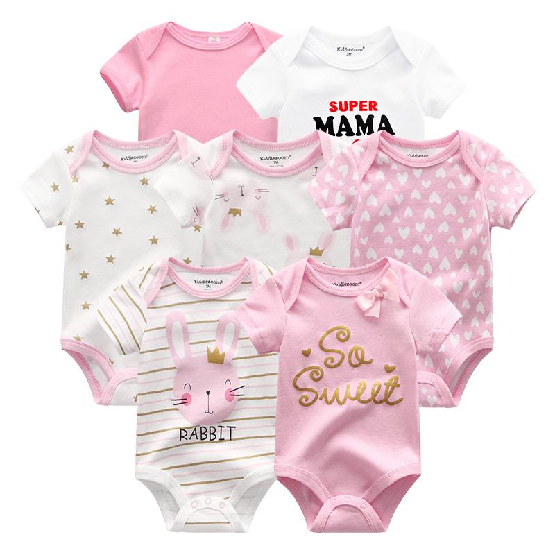 7 Teile/sätze Baby Kleidung Mode Kurzarm Baumwolle Neugeborenes Baby Mädchen Kleidung Cartoon Infantil Strampler Overalls roupas de bebe 6M white