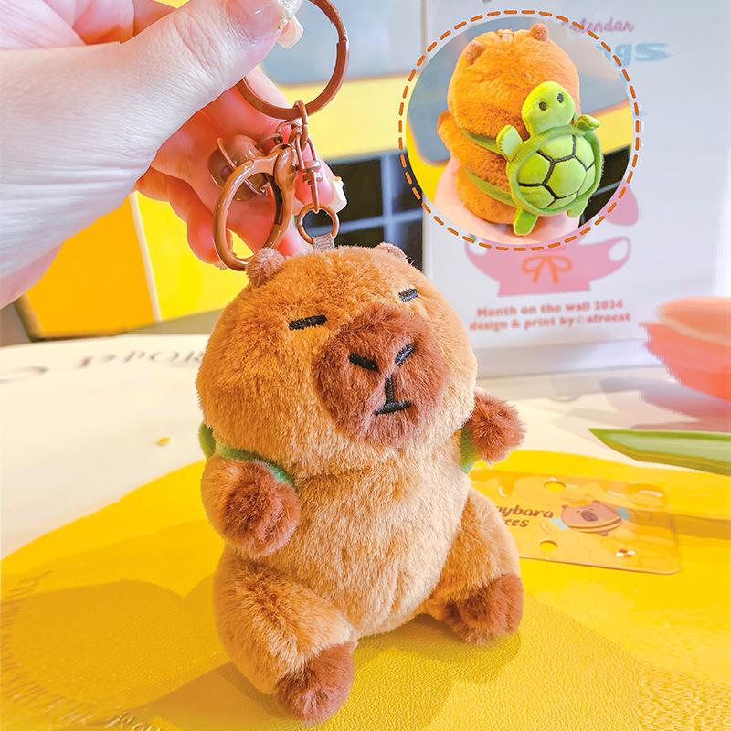 Capybara Plüsch Schlüsselanhänger Niedlicher Tasche Anhänger Kreativer Flauschiges Tier Schlüsselanhänger Kawaii Stofftier Schlüsselanhänger Geburtstagsgeschenke brown