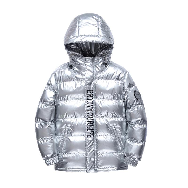 Jungen Daunen- und Baumwolljacke Windschutz Oberbekleidung Verdicken Winter Herbst Warme Teenager Kinderkleidung 180 silber