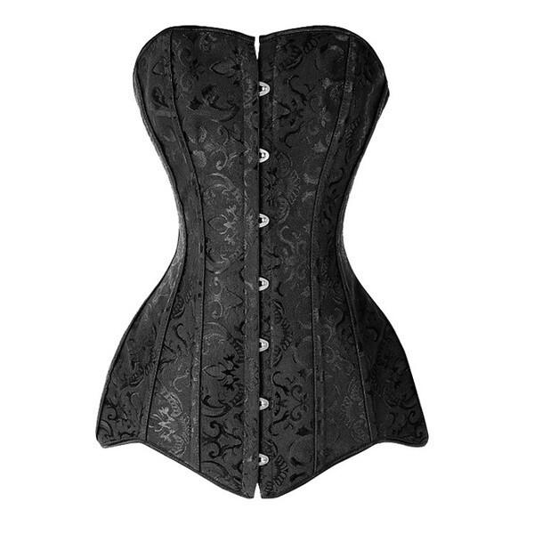 Damen Plus Size Lange Korsetts und Bustiers Gothique Gaine Amincissante Ventre Korset Burlesque Corselet Corsage Korsett XXXL schwarz