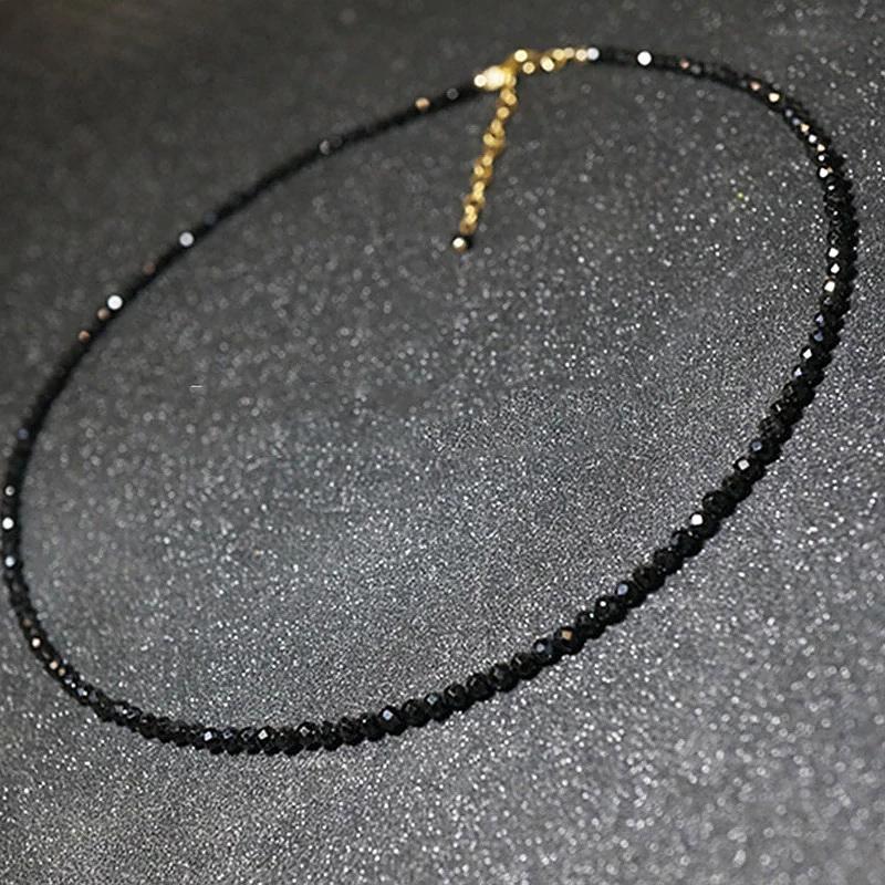 Mode Schwarz Kristall Perlen Halsband Halskette für Frauen Böhmischen Perlen Kurze Weibliche Halskette Neue Party schwarz
