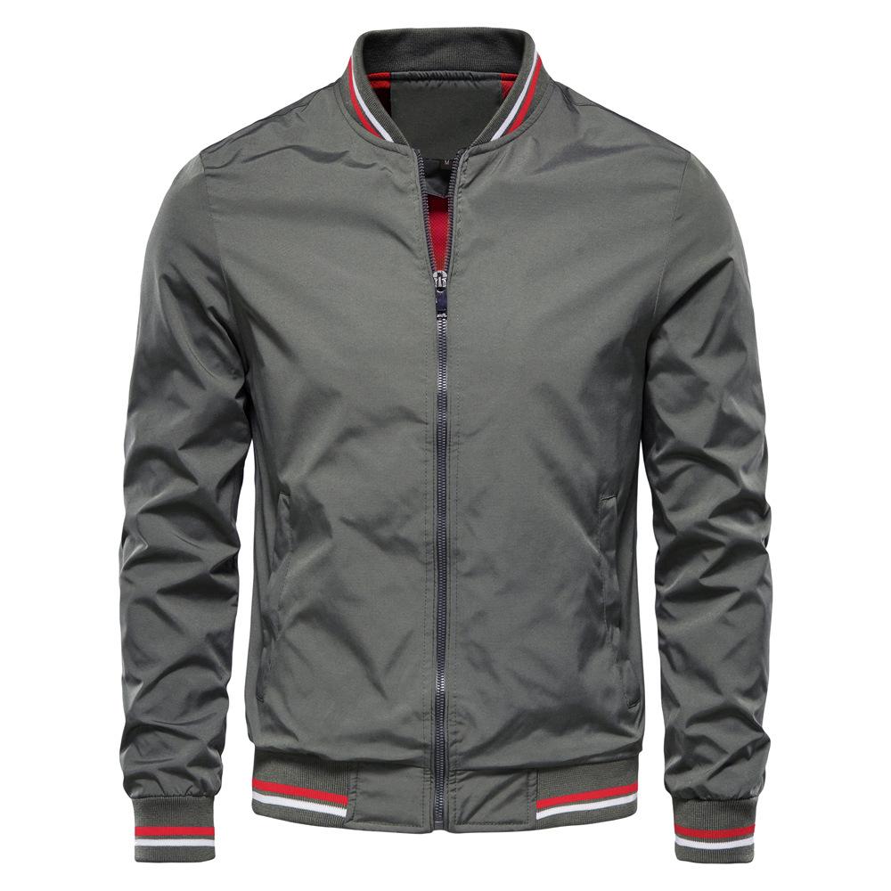 Jacke Trendig Herren Frühling und Herbst Neue Kollektion Europäisch und Amerikanisch Lässiger Mantel Mode Trendiger Mantel Herren Oberteil XL grau