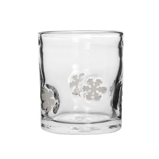 Weihnachts-Ikone Glas Feiertags-Themenlose Trinkgläser Einzigartiges Textur-Design Glaswaren Weihnachten Erntedankfest Partydeko 1pc Snowflake