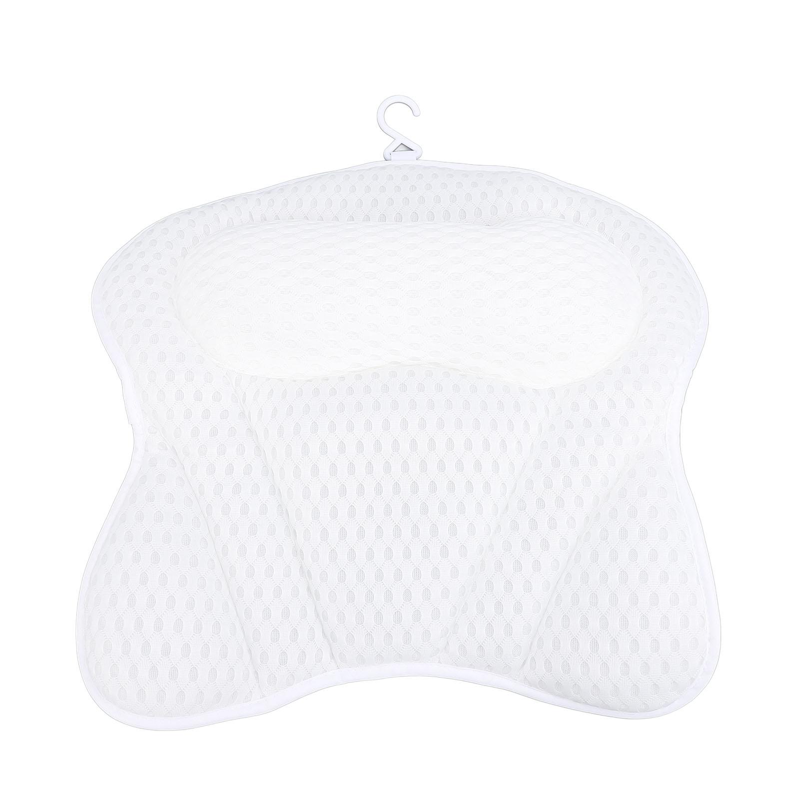 Badewannenkissen für Badewanne Nacken Rückenstütze Weiches Netzgewebe Rutschfeste Saugnäpfe Schnelltrocknend Badewanne weiß