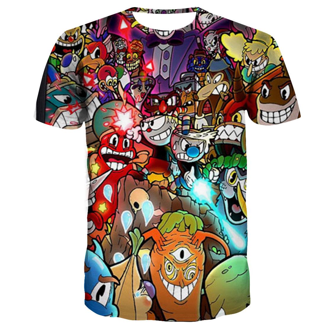 3D Cuphead Mugman Kinder T-Shirt Druck Mädchen Lustige Kleidung Jungen Kinder Tops Kinder Kleidung Baby T-shirts Männer Frauen Kleidung T-shirt 130