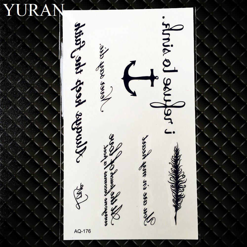 1PC Sexy Feder Worte Schwarz Brief Temporäre Tattoo Körper Kunst Zeichnungen Aufkleber Hand Tatoo Kinder