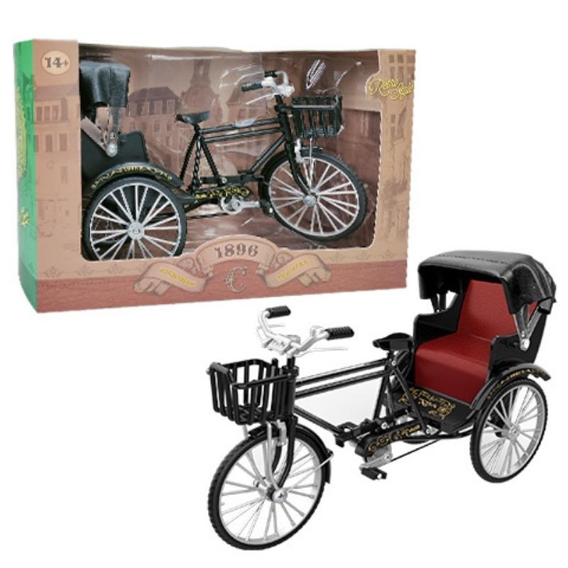 1/10 Maßstab Legierung klassische Retro Rikscha Automodell Druckguss Metall Dreirad Handwagen Fahrzeuge Modell Simulation Kinder Spielzeug Geschenke rot