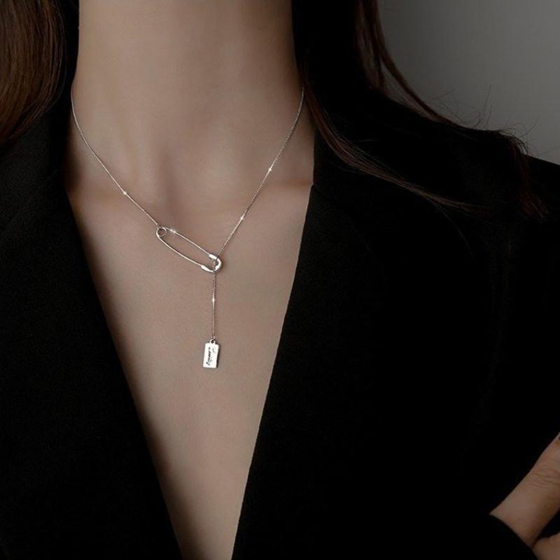 Quaste Kette Verschluss Pin Halskette für Frauen Mädchen Choker Schmuck Low Profile Design Luxus Schlüsselbein Kette Halskette 1PC