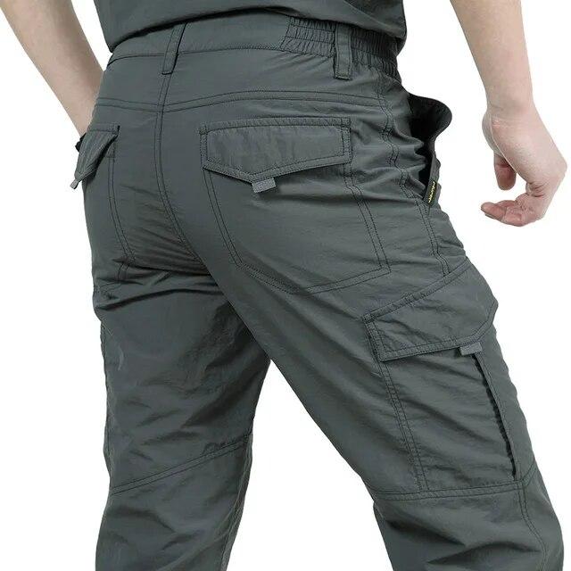 Leichte taktische Herrenhose, atmungsaktiv, Sommer, lässig, Armee-Militär, lange Hose, schnell trocknende Cargohose für Herren Asian XL graue