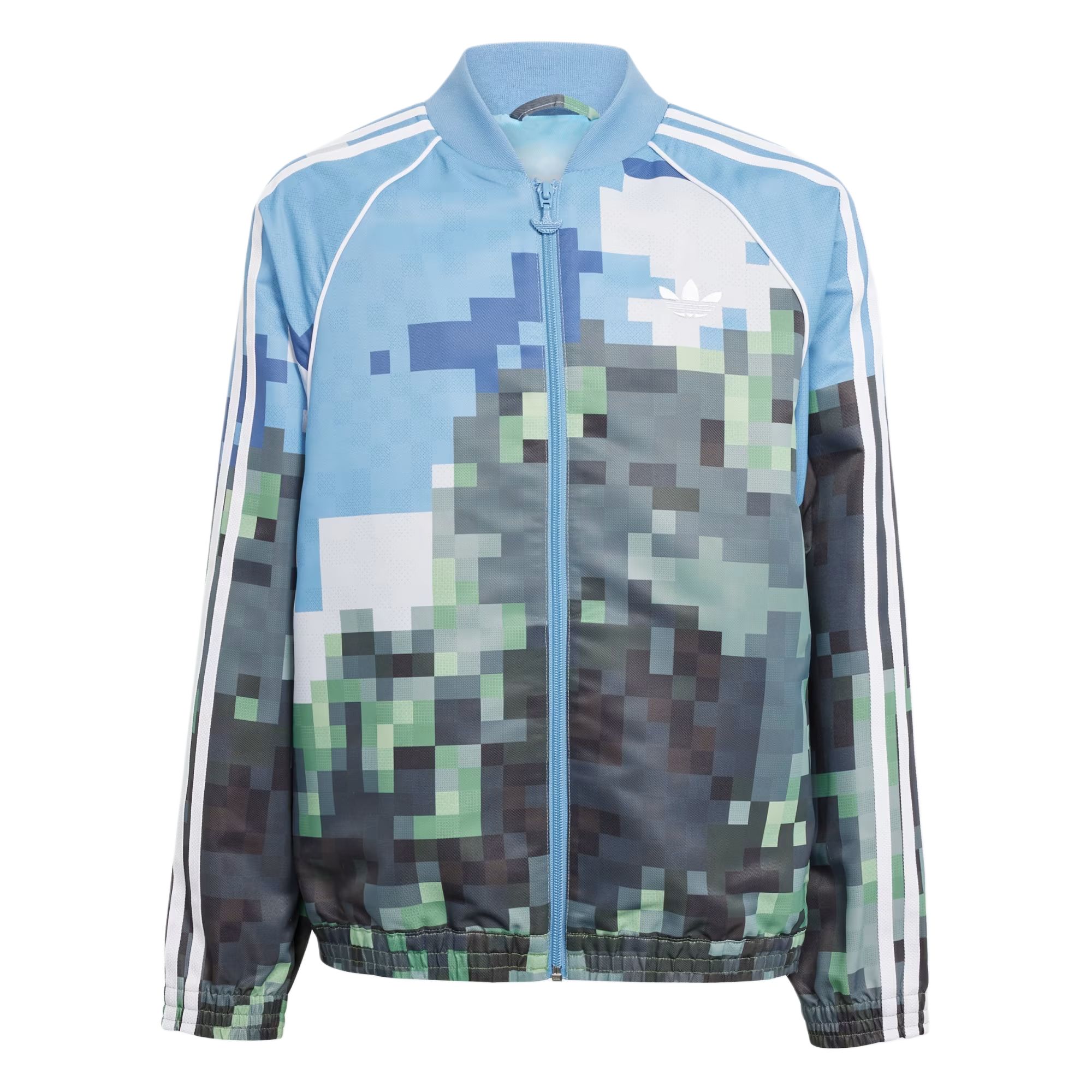 Adidas Originals X Minecraft Kollaboration Jacke Trainingsjacke Freizeitmode Locker Vielseitig Kinderjacken Nebelblau Magisches Gelb Stammesgrün JZ9934 176