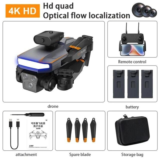 Neue P18 UAV ESC Dualkamera Bürstenlose optische Flusspositionierung WIFI FPV Feste Höhe Hindernisvermeidung RC Drohne Quadcopter Kinderspielzeug Geschenk 4K 3 battery schwarz