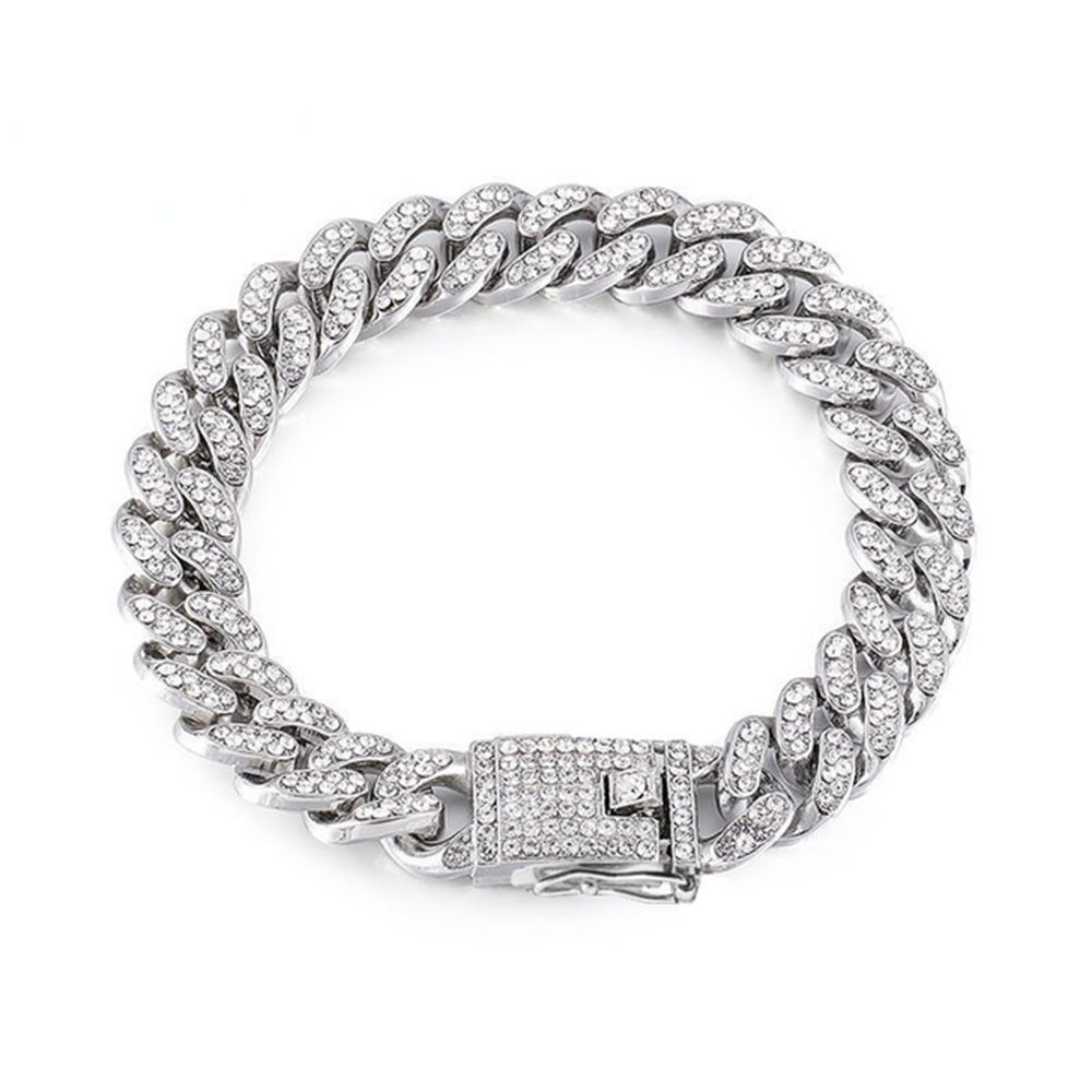 Heimtierbedarf Kampfhalskette Hundezubehör Metall Hundeschmuck Halskette Halsband Haustierkette 35cm silber