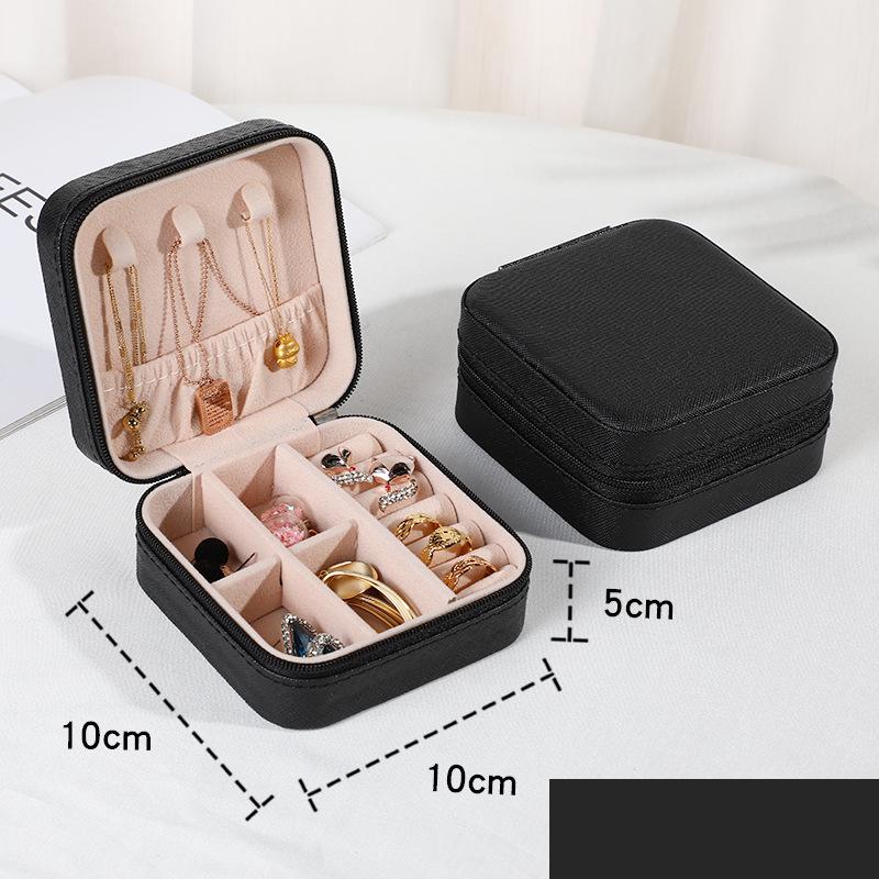 Schmuck Organizer Display Reise Schmuck Fall Boxen Tragbare Medaillon Halskette Schmuck Box Leder Lagerung Ohrring Ring Halter schwarz