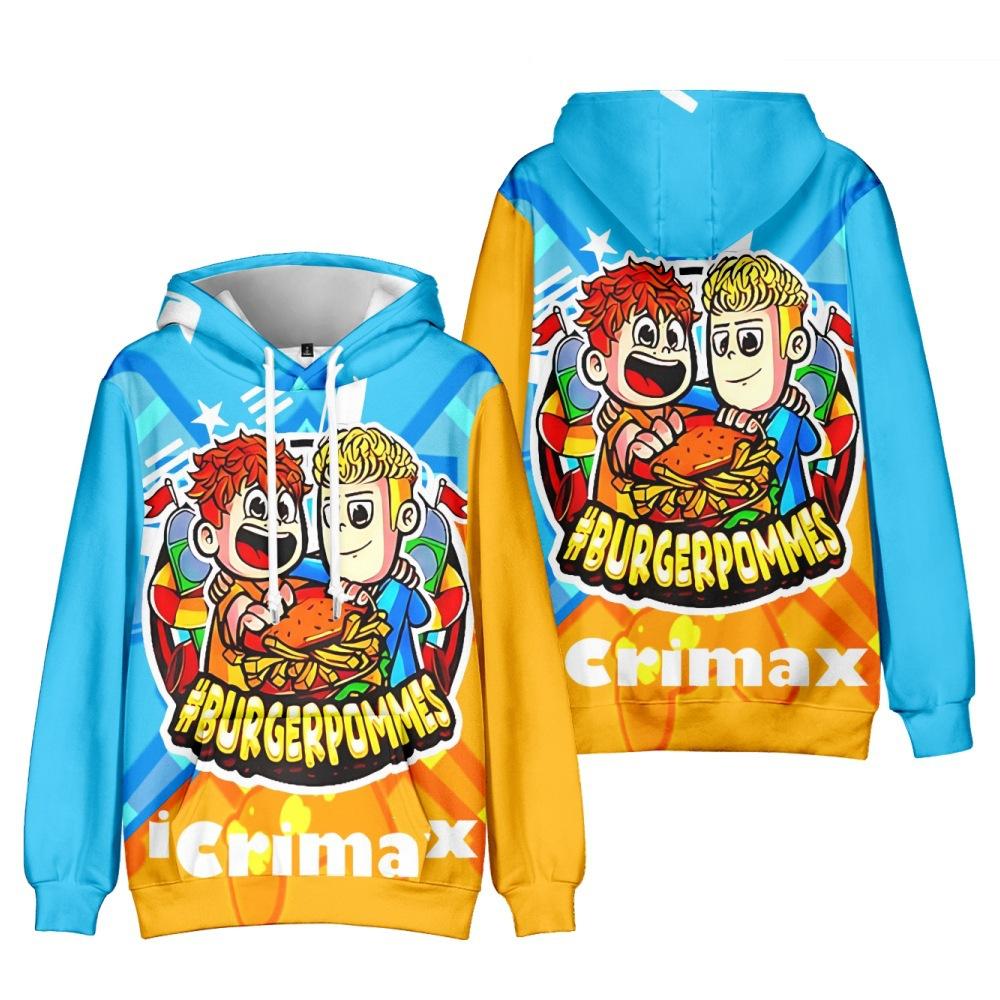 8 Farben Neue Mode Burgerpommes ICrimax Print Kleidung Streetwear Frauen Männer Hoodies Sweatshirt Mode Mit Kapuze Langarm Pullover Tops XXXXL blau