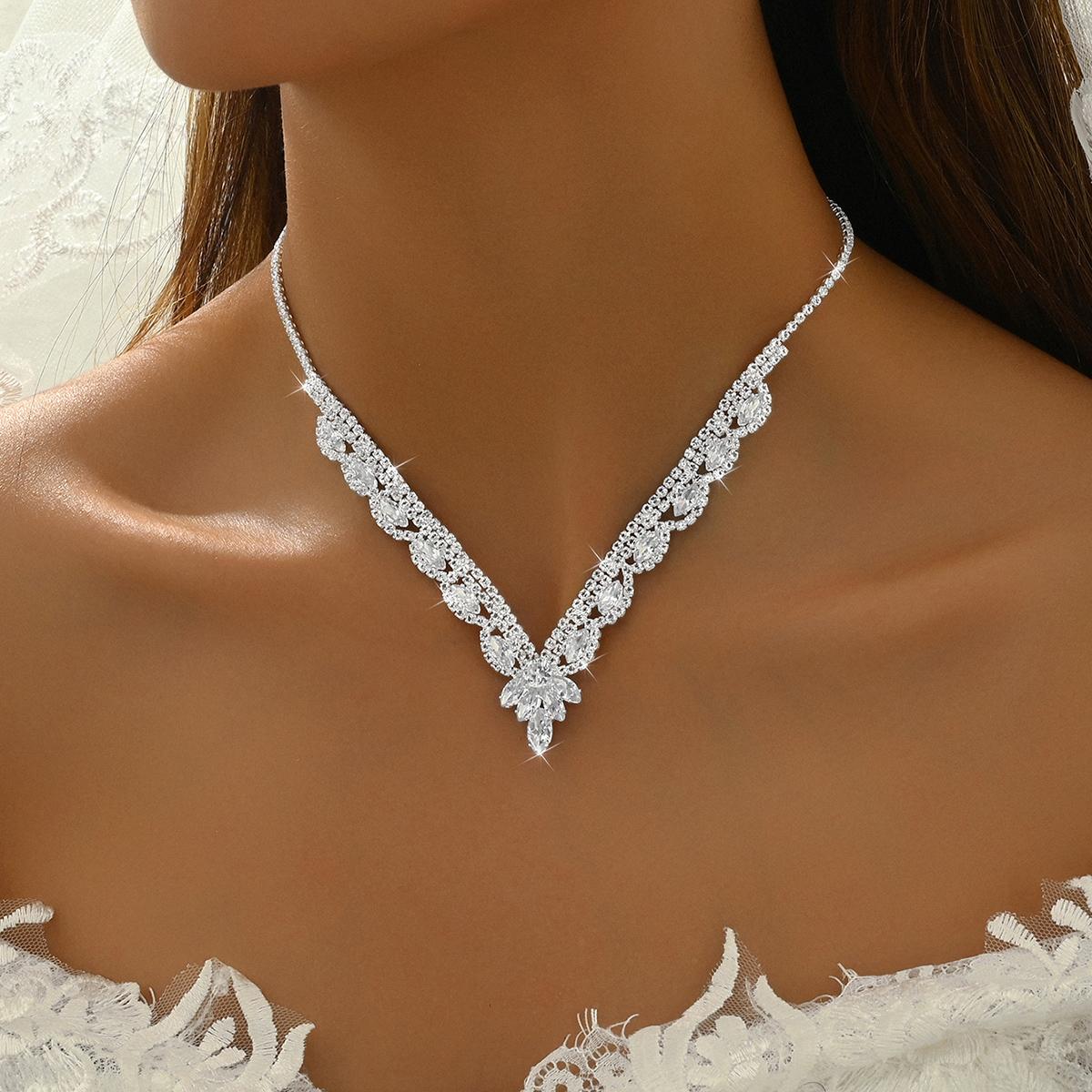 Brautmode Kupfer Krallenkette Kleine Welle Blatt Halskette Ohrringe Armband Schmuckset Hochzeit Bankett Party Festival Geschenk
