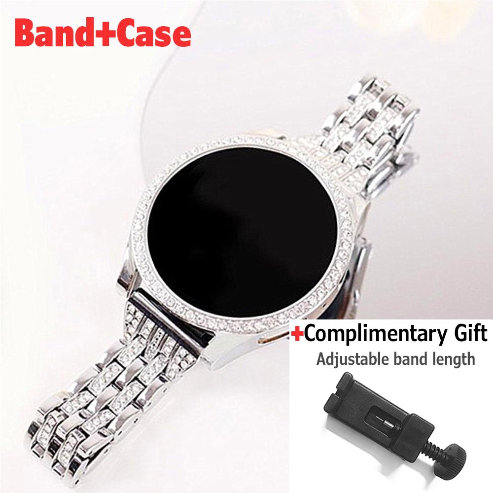 Diamantarmband + Hülle für Samsung Galaxy Watch 7 4 5 6 40 mm 44 mm Bling-Hülle + Schmuck-Edelstahlarmband für Galaxy Watch 6 5 4 Displayschutzfolie galaxy watch 5 40mm silber