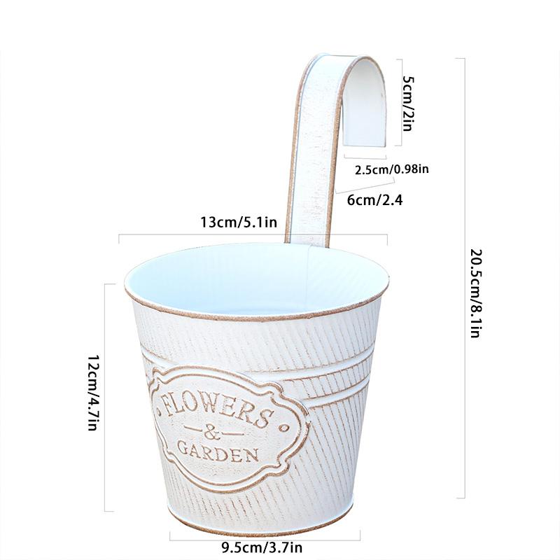 1PC Balkon Blumentopf Hängen Eimer mit Ablauf Loch Zinn Eimer Töpfe Blume Anordnung Eimer M