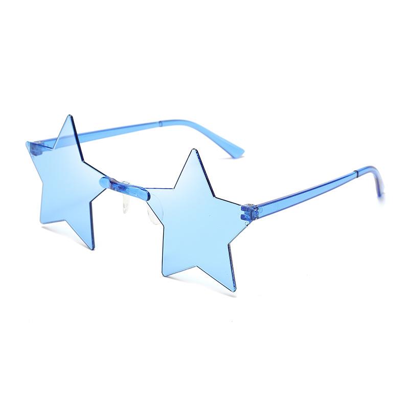 Neue kreative Stern Brille Candy Farbe Männer Unisex Frauen randlose Schattierungen Persönlichkeit Party Mode Brille Sonnenbrille gut gemacht Blue