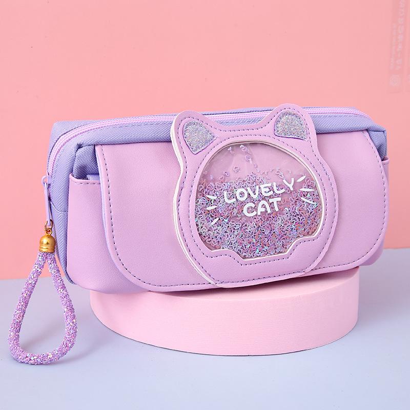 Kawaii Federmäppchen, große Kapazität, multifunktionale Stiftbox, niedliche Stiftaufbewahrungstasche, Schule, Bürobedarf, Schreibwaren violett