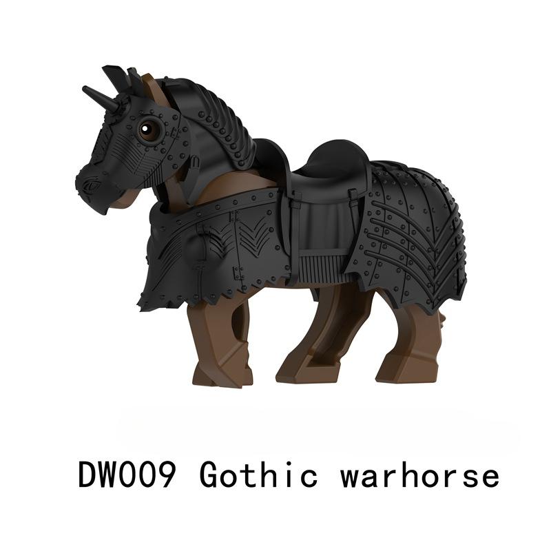 DW007-009 Tier-Serie Kriegspferd Reittiere Mittelalterliche Bausteine Actionfigur Kreatives Modell Zubehör Puppen Kinderspielzeug Geschenke