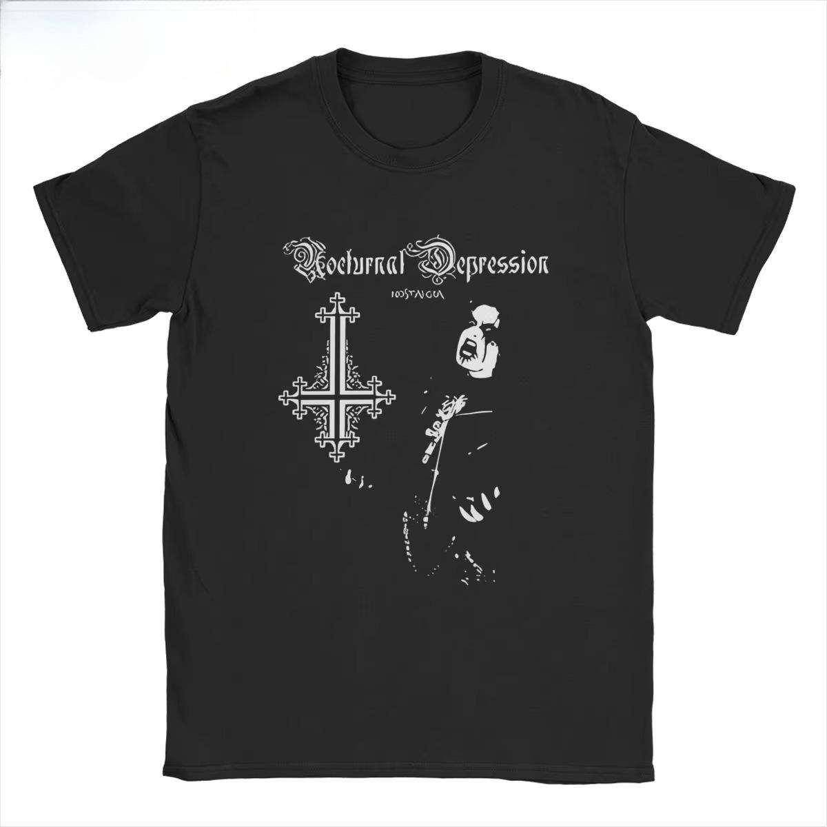 Herren Damen T-Shirts Nächtliche Depression Humor Baumwolle T-Shirts Kurzarm Black Metal Band T-Shirts O-Ausschnitt Oberteile Große Größen M