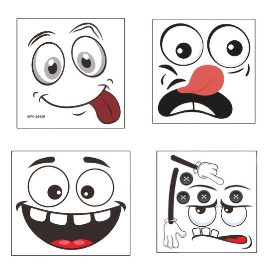 4 Stück Lustige Mülleimer-Aufkleber Cartoon-Ausdrücke Mülltonnen-Aufkleber Große Wasserdichte Vinyl-Aufkleber für Mülleimer Behälter Toilettendeckel 4pcs
