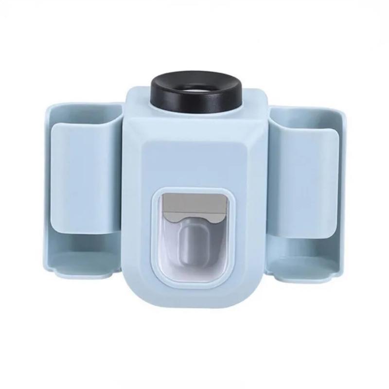 1Pcs Elektrische Zahnbürste Halter Doppel Loch Wand Zahnbürste Organizer Zahnbürste Stand Mit Zahnpasta Squeezer Badezimmer Zubehör blau