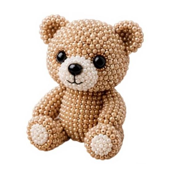 DIY Tier-Perlen-Set, Kleines 3D-Perlen-Tier-Bastelset, Süßes Tier-Perlenkunst-Set für Anfänger, Teenager, Erwachsene, Stressabbau, DIY-Dekoration, Handgefertigt Bear