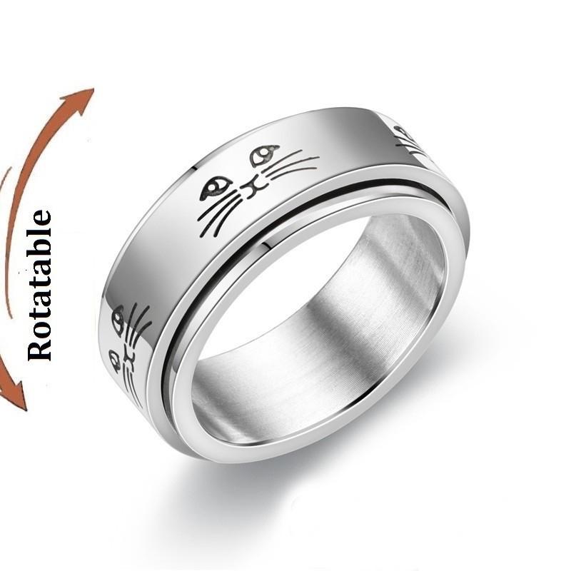 Anti Stress Angst Fidget Spinner Partnerringe Drehen sich frei Schmuck für Männer Frauen Edelstahl Knöchelring Hochzeit Bague 8 white