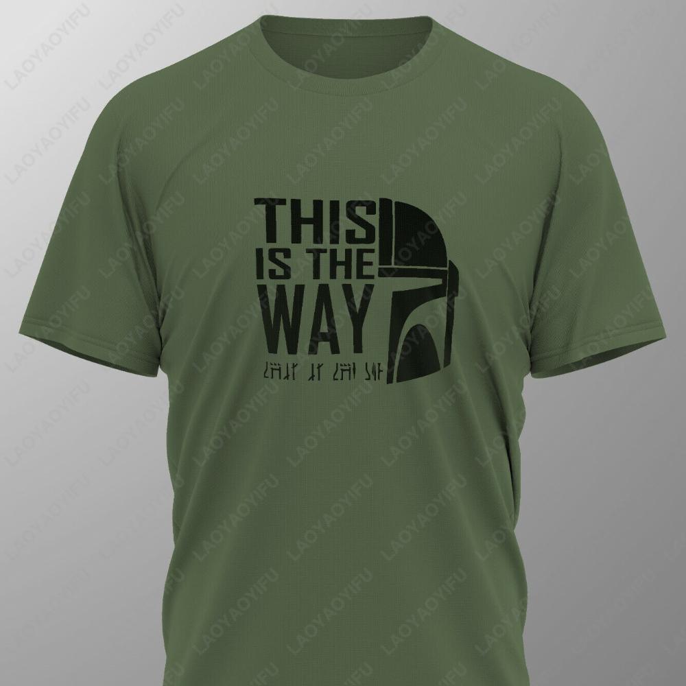 DAS IST DER WEG Mandalorian T-Shirt Tee Siebdruck Design Neu Sommer Rundhals Männlich Klassisch Atmungsaktiv einfach Kurzarm L black