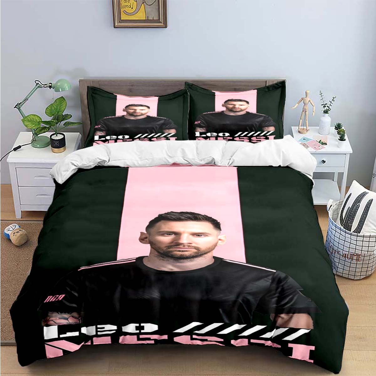 Modischer Fußballstar R-Ronaldo Aufdruck Bettwäsche Set Bettbezug Decke Bett Jugend Kinder Mädchen Jungen Luxus Geburtstagsgeschenk US Twin(172*218cm)3pcs