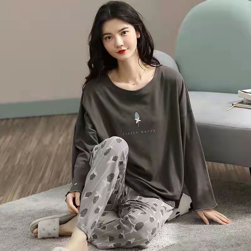 Neue Winter Pyjamas frauen Koreanische Version Lange ärmeln Homewear Anzug Lose Große Größe Zwei-stück Anzug Kann draußen getragen werden XXXL black