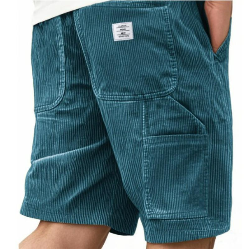 Herrenmode Mehrere Taschen Besticktes Etikett Werkzeug Retro Cordhose 5XL grün