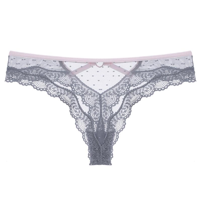CINOON Frauen Sexy Spitze Höschen Transparent Low-taille Unterhose Aushöhlen Tanga Weibliche Nahtlose G-string Unterwäsche Dessous M graue