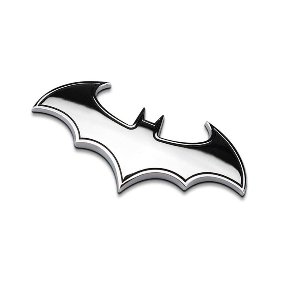 1PC 3D Metall Bat Auto Auto Logo Cartoon Aufkleber Metall Abzeichen Emblem Schwanz Aufkleber Motorrad Auto Dekoration Zubehör Auto Aufkleber 3D Car Stickers&Bats silber