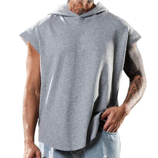 Ärmelloses T-Shirt mit breiter Schulter für Herren, Fitness-Top für Herren, Sommer-T-Shirt für Fitnessstudio, Bodybuilding 2XL grau
