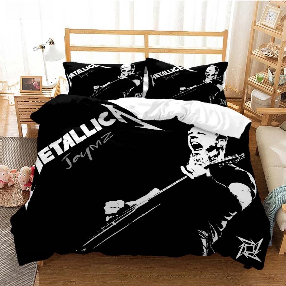 Bettwäscheset für Metal-Musikband M-Metallica, Einzelbett, Doppelbett, Queensize-Bett, Kingsize-Bett, Bettbezug-Set für Erwachsene und Kinder, Heimtextilien EU King 240x220cm
