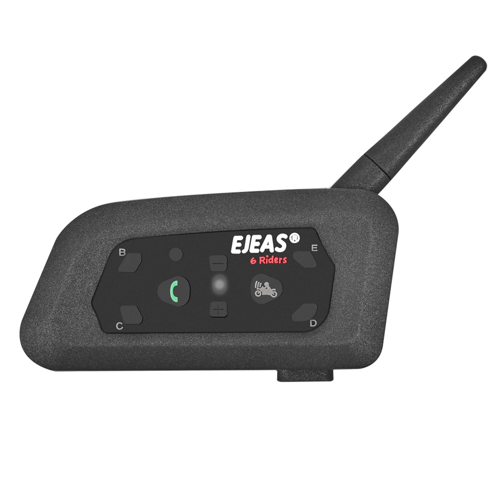 EJEAS V6 Pro Motorrad Helm Intercom 1200M Duplex Interphone Headset Reiten Walkie-talkie für 1PCS schwarz