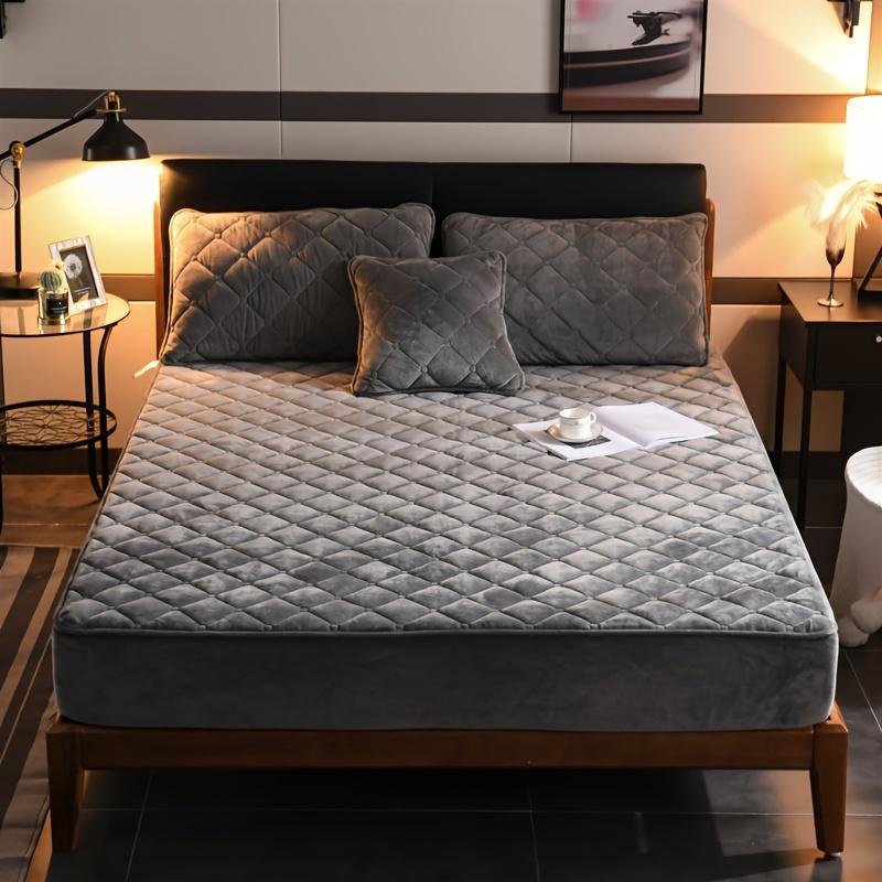 Samtverdickter, gesteppter Matratzenbezug, einfarbig, gestepptes Bett, Spannbetttuch, Queen-Size-Bett, Doppelbettbezug, ohne Kissenbezug 90x200x30cm