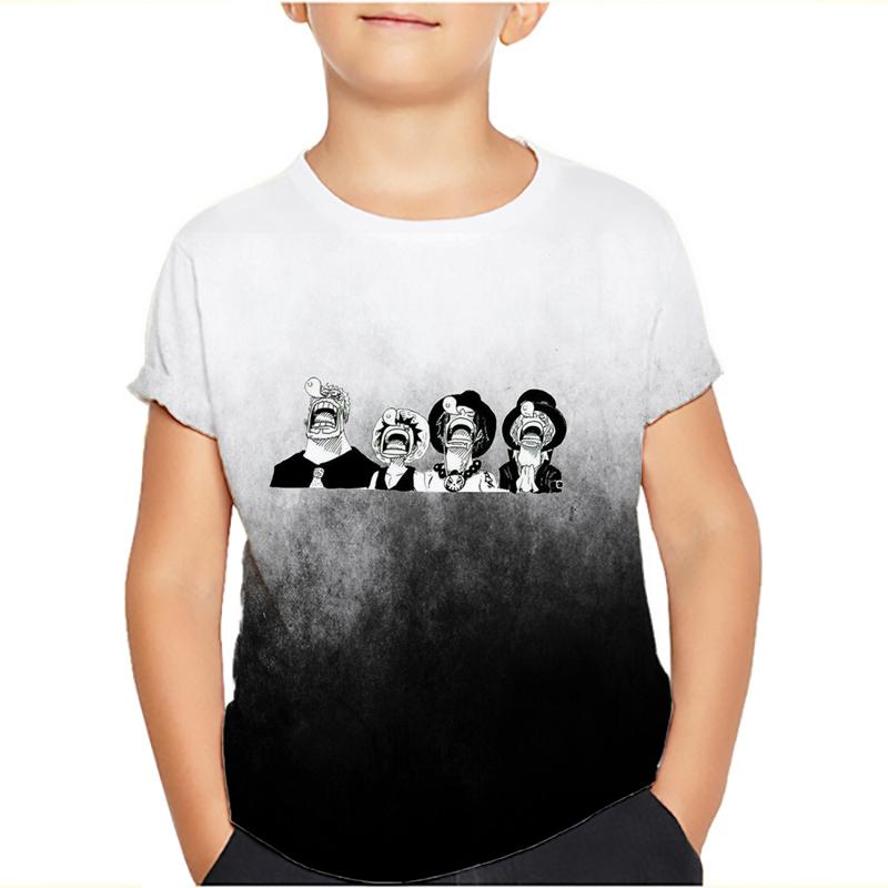 One Piece Luffy T-Shirt Four Emperors Kurzarm Zoro Sanji Chopper Ace Law Tee Kinderkleidung Modekostüme für Kinder Top 120 navy blau