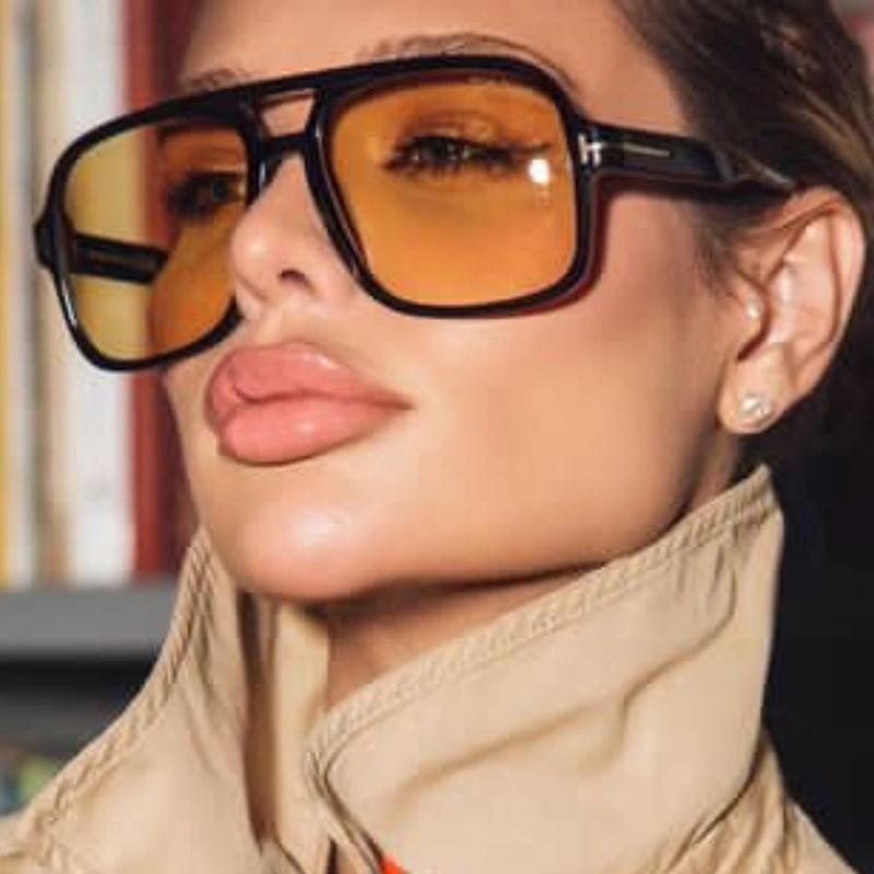 Übergroße Punk-Sonnenbrille für Damen, klassische Sonnenbrille, Retro-Sonnenbrille für Herren, Sonnenschutz, UV-Schutz, nicht polarisiert, modisches Accessoire gelb