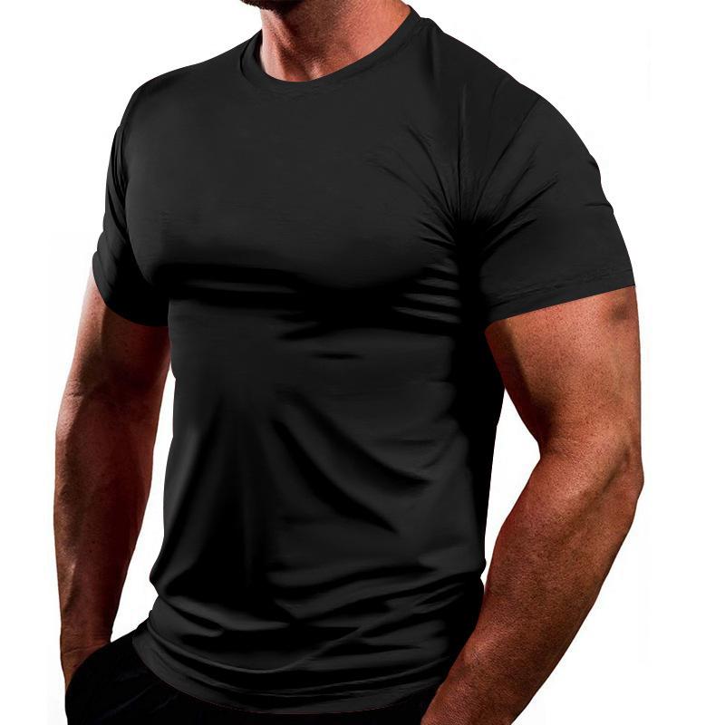 Herren T-Shirt Herren Fitness T-Shirt Übung Kurzarm Herren Laufshirts Fitnessstudio Training Stretch Tops Sommer Sport T-Shirt M schwarz