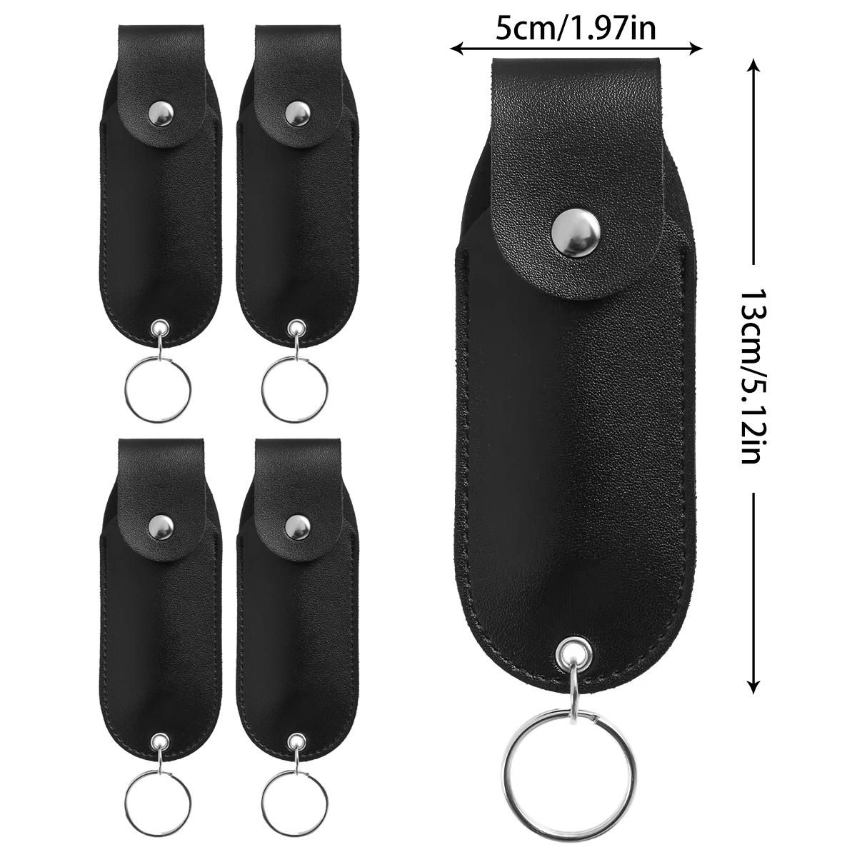 5 Stück Schutzspray Lederetui Pfefferspray Tasche Selbstverteidigungsspray Lederhalter Mini Schlüsselanhänger für Frauen Damen Sicherheit