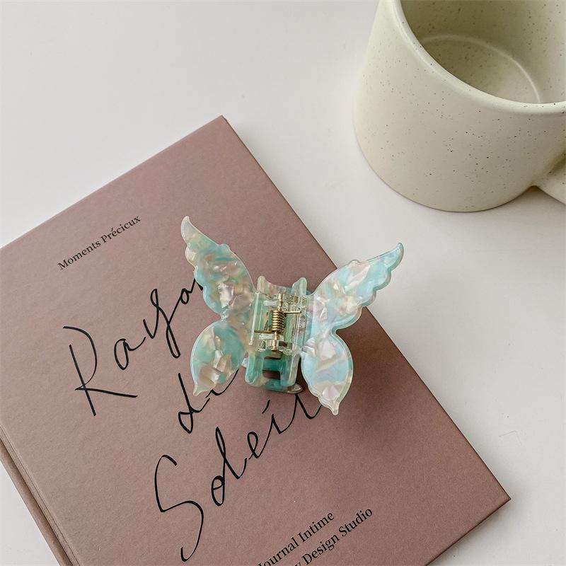 Neue Vintage Acetat Schmetterling Haar Klaue Pferdeschwanz Clip Barrettes Süße Fee Unregelmäßigen Bogen Haar Clip Krabben Haarnadeln Frauen Haar Zubehör Kopfbedeckungen grün