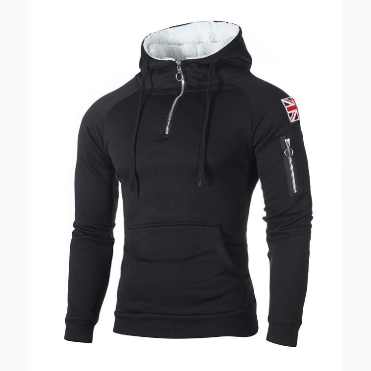 Männer Casual Hoodies Fleece Hip Hop Solide Pullover Sweatshirt Männer Sportswear Kleidung Sweatshirt männer Kleidung XL schwarz