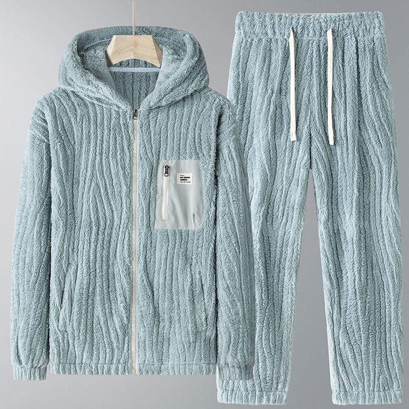 Herren Winter Home Anzug Set, Plus Plus Plus Fett, Extra Dick, Warm, Stehkragen, Hause und Freizeit Zwei-stück Set XL