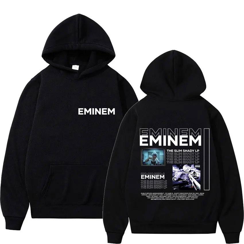 Rapper Eminem The Slim Shady LP Neues Album Merch Hoodie Herren Retro Style Hip Hop Sweatshirt Y2K Popmusik Langarm-Hoodie S schwarz
