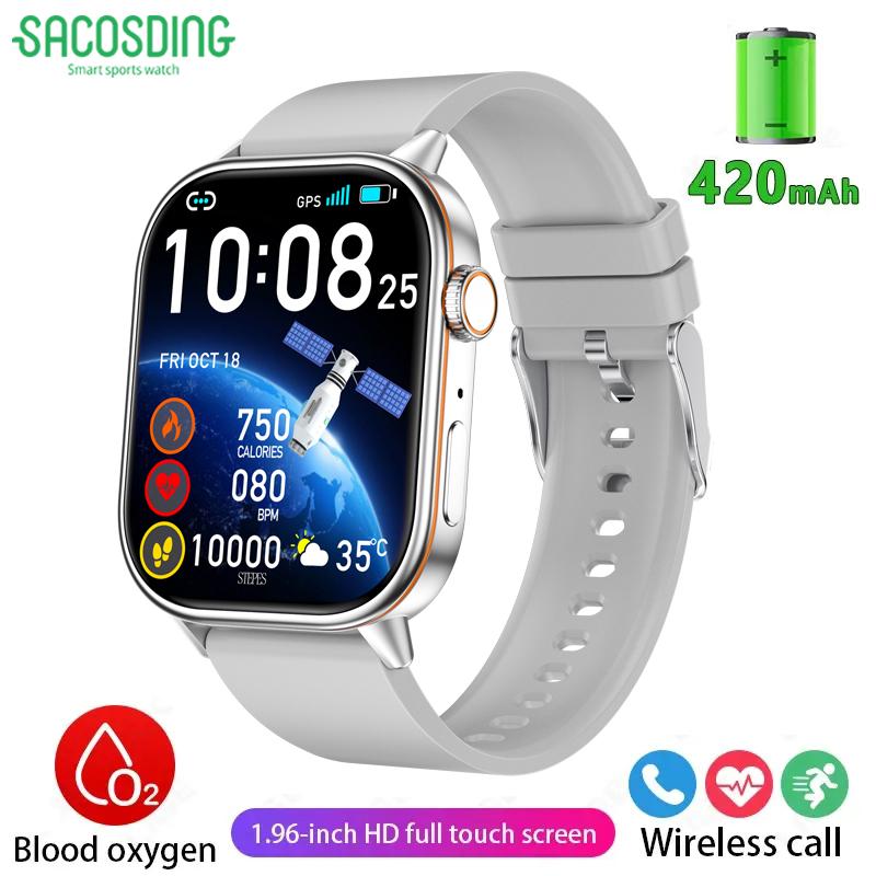 SACOSDING Neue GPS Sport-Trajektorie Smartwatch Bluetooth Anruf Gesundheitsüberwachung Kompass Outdoor Fitness Smartwatch für Männer und Frauen 2025