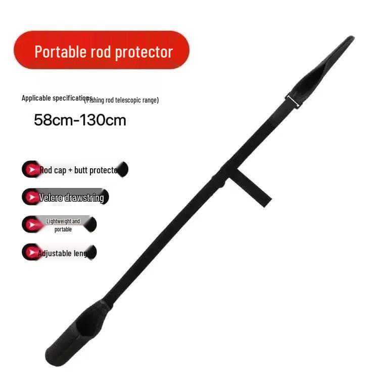 Tragbare Angelrutenhülle mit Köderschutzkappe und Klettverschluss